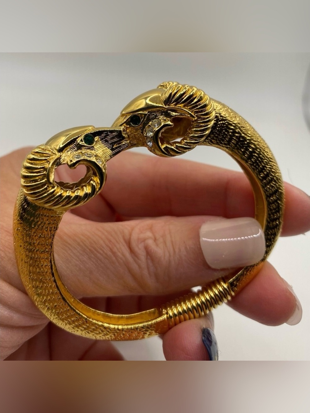 Kenneth Jay Lane Double Rams Heads Bangle 1980’s (Susan Caplan Rediscovered)